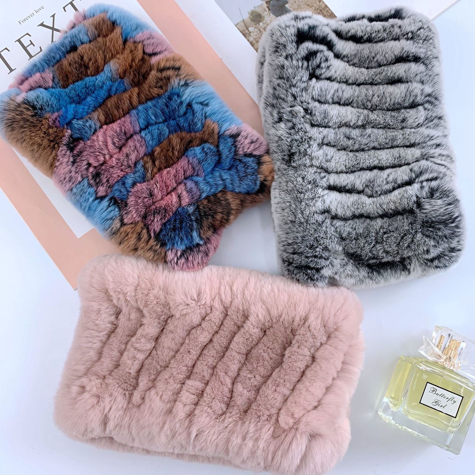 Winter Girls Fur Headband Scarf Natural Warm Mink Fur Scarf Women Knitted Elasticity Mink Fur Scarves 241029