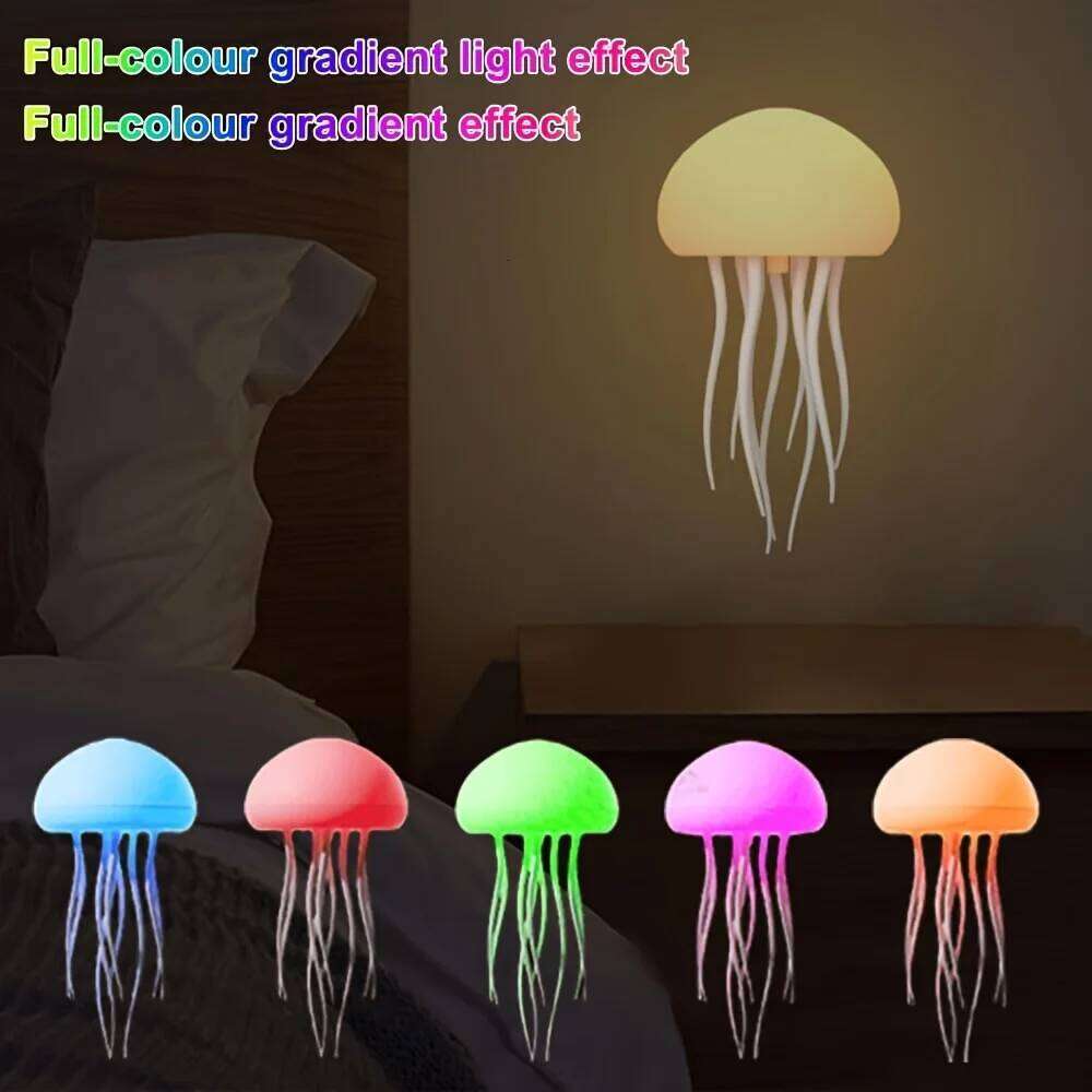 Modern Table Cartoon Dancing Jellyfish Bedside Lamp Adjustable Color LED Night Light Birthday Gift for Kids New Z260127