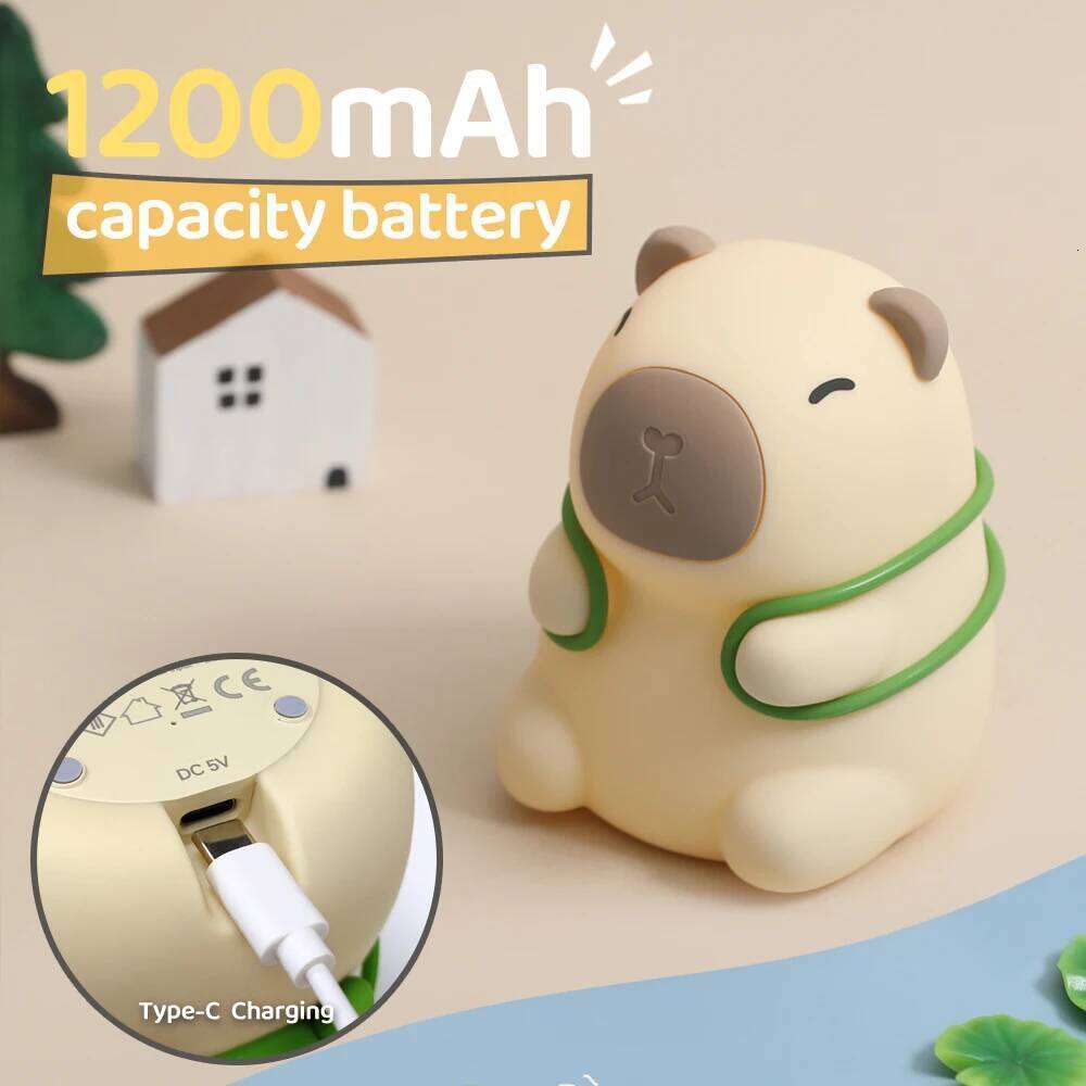 Capybara Cute Night Light Silicone 7 Colors Dimming Nursery Bedroom light for Kids USB Rechargeable Touch Lamp Decor Gift Z260127
