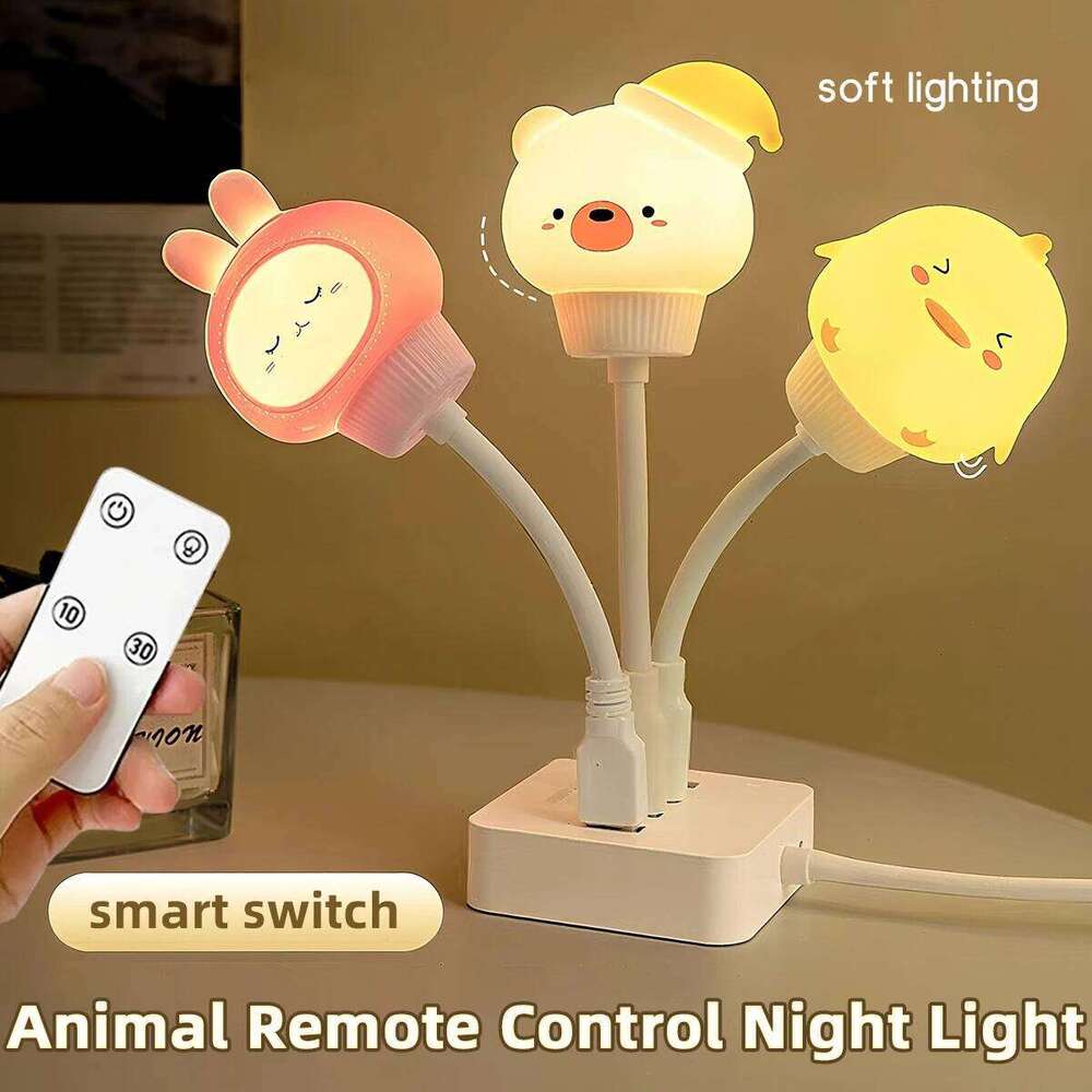 USB LED Children Night Light Bear Bunny Duck Cat Decorative for Baby s Bedroom Headboard Remote Controlled Cute Cartoon Lamp Z260127
