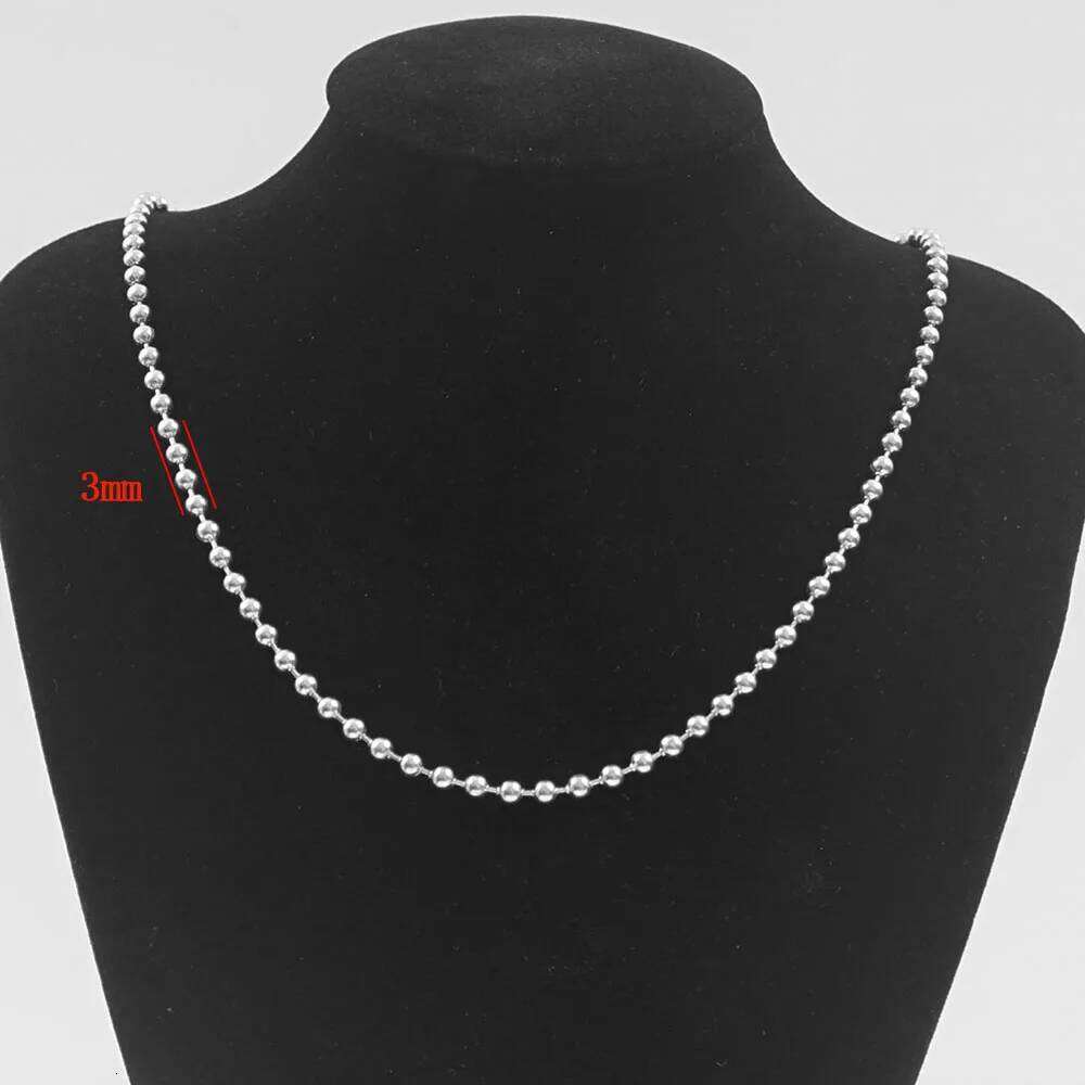 3/6/8mm Ball Necklaces Stainless Steel For Women Gold/Silver Color Metal Big Bead Chain Choker Men Jewelry Accessories 26W01127