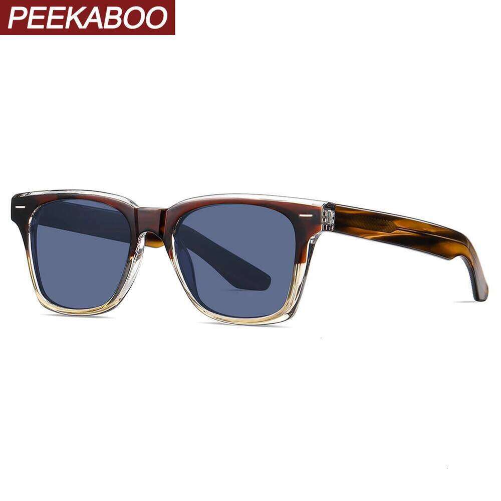 Peekaboo square frame sunglasses polarized men acetate uv400 tr90 glasses for women black grey classic unisex summer 2024 Z260127