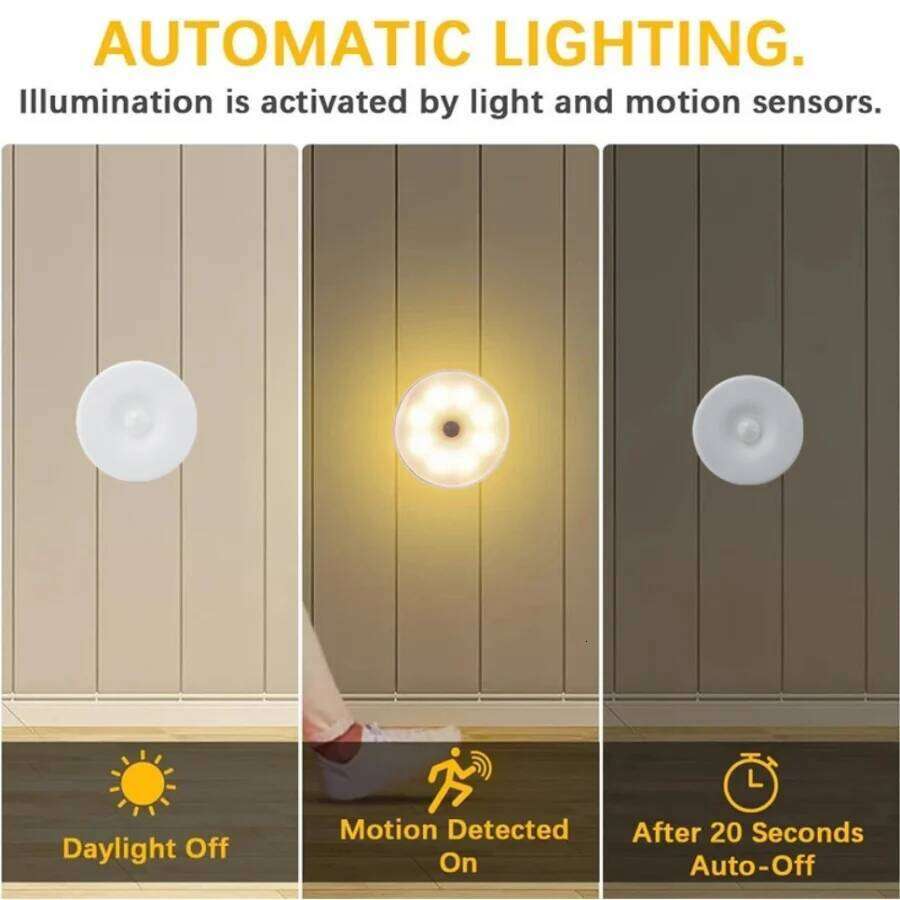 Motion Sensor Light Led USB NightLights Rechargeable Lamp for Bedroom Staircase Hallway Wardrobe Cupboard Lighting Z260127