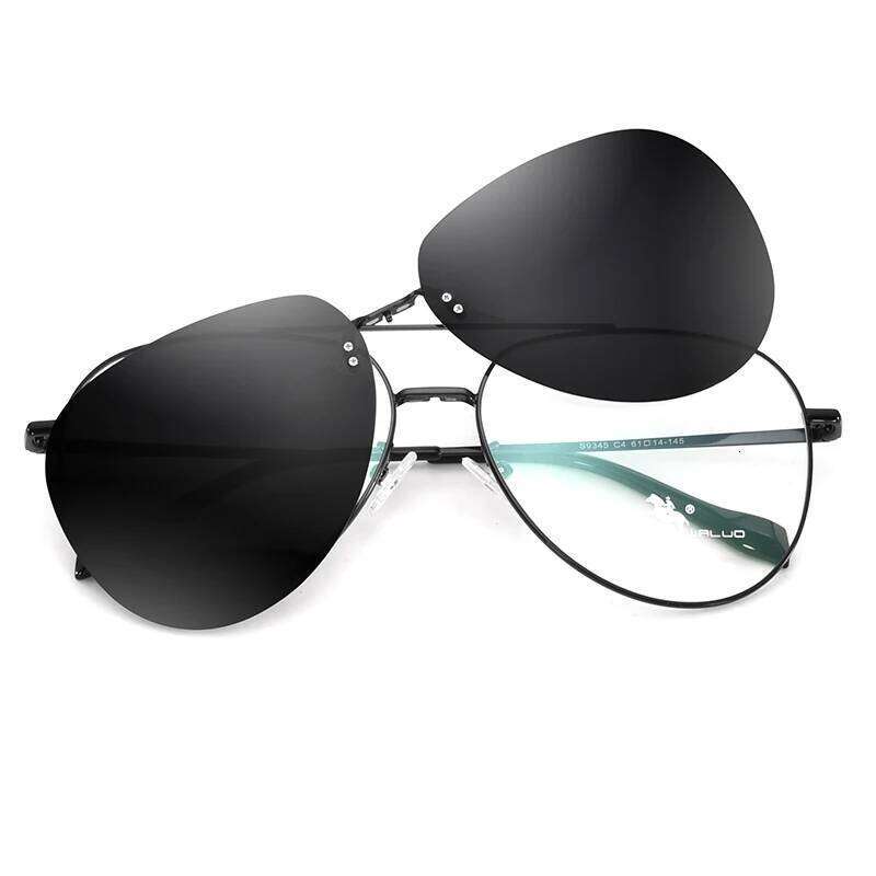 Optical Spectacle Big Frame Men With Clip On Sunglass Polarized Magnetic Glasses Fashion Prescription Eyeglasses Double Bridge Z260127