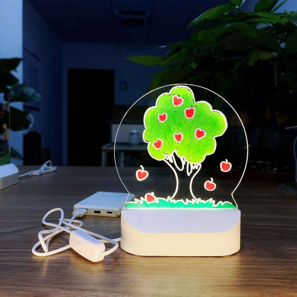 LED Lights Acrylic Message Erasable USB Drawing Board Bedroom Night Light Birthday Gift Z260127