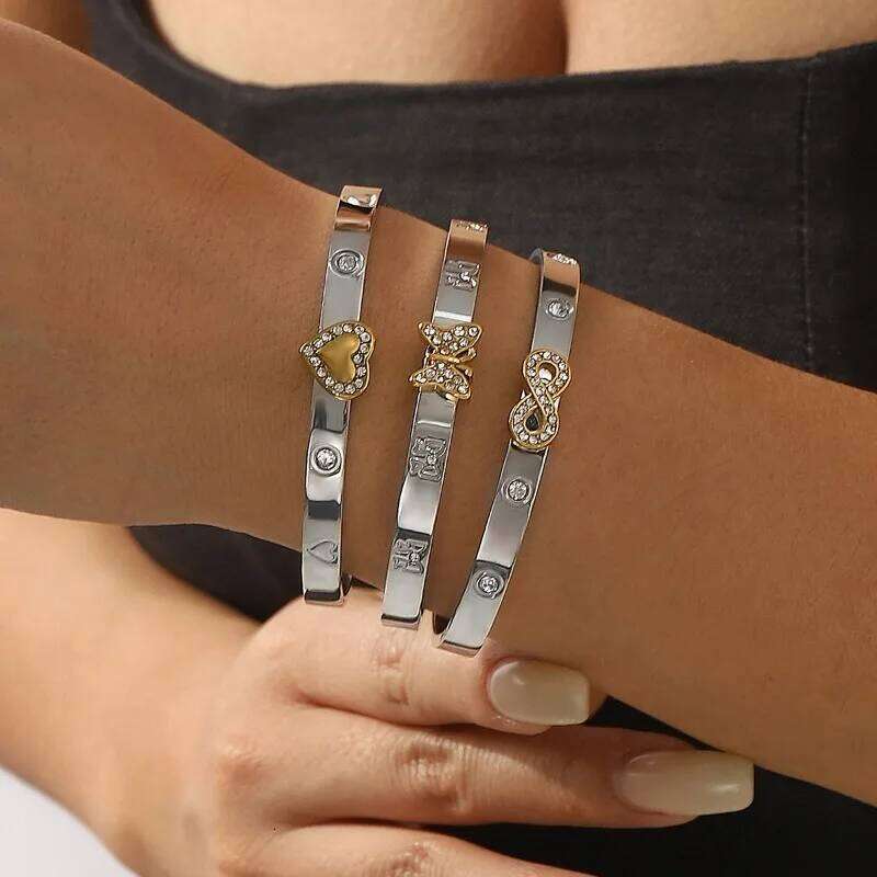 Fashion new diamond-encrusted bracelet, light luxury vacuum 14k gold-plated women's stainless steel jewelry XJ260127