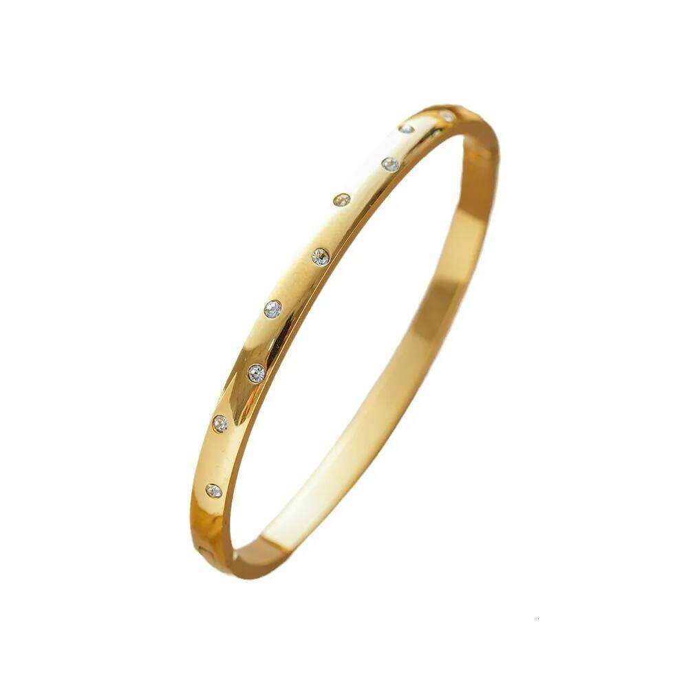 Stainless Steel Round Zircon Inlaid Bangles For Women Couple Holiday Gift Bracelet Party Daily Jewelry XJ260127