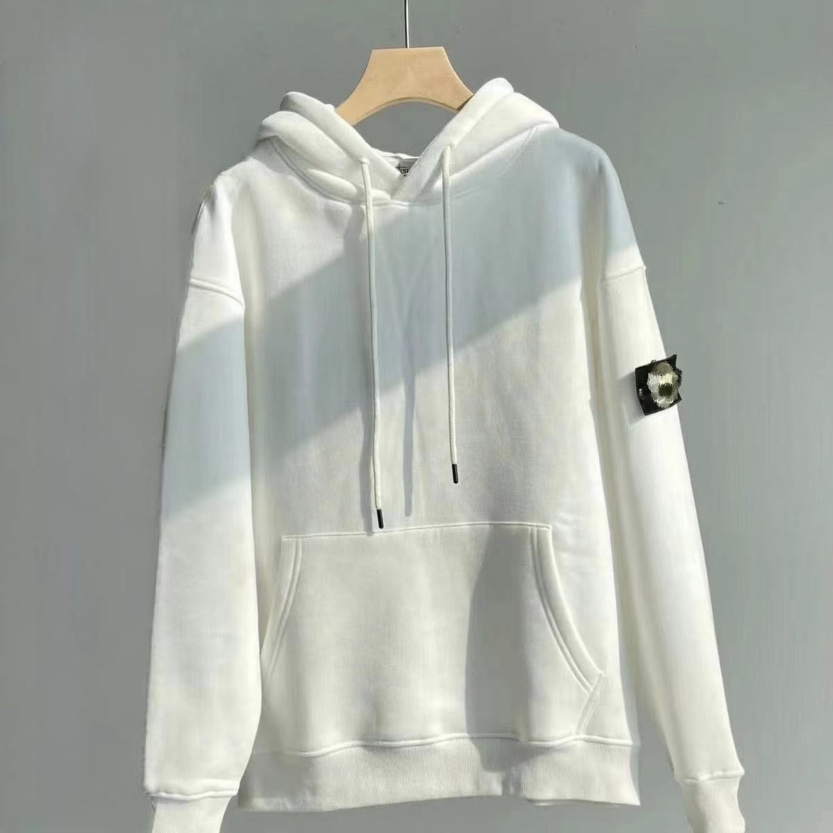 badge new hooded stone hoodie trendy brand solid color loose fitting pullover men and women autumn and winter hoodies jacket designer men hoodie