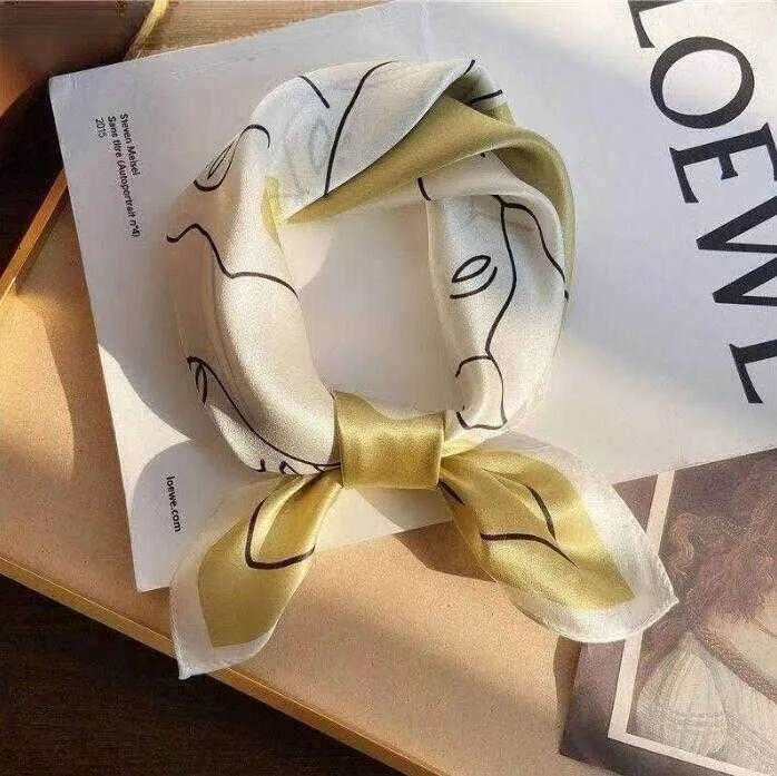 Scarf Silk Scarfs For Women Cap Lightweight Square Satin Head Wrap Medium Headband Shawl Character Letter Animal Print Dot Floral Neckerchiefs - view 8