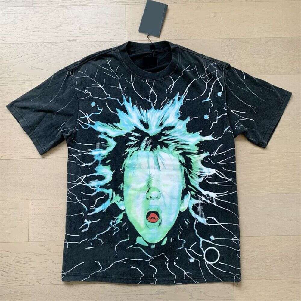 High Quality Tshirts Designer Hell Starity Graffiti Shirt Men Women Short Sleeve Wash Streetwear Graphic Hellshirt High Street Gothic Tee Trend Sweatshi 516