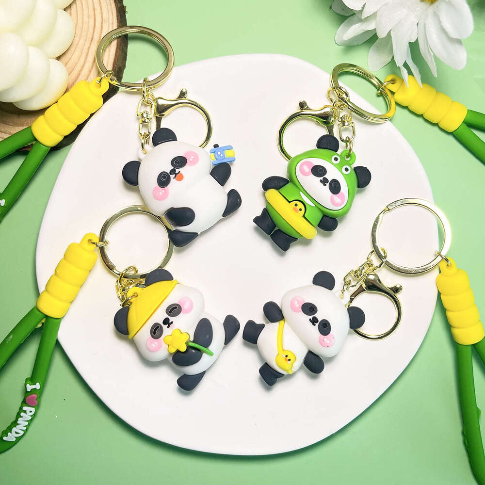 Baozhu Little Panda Car Pendant Doll PVC Keychain Hanging Decoration Key Ring Wholesale Cute Fun S260126
