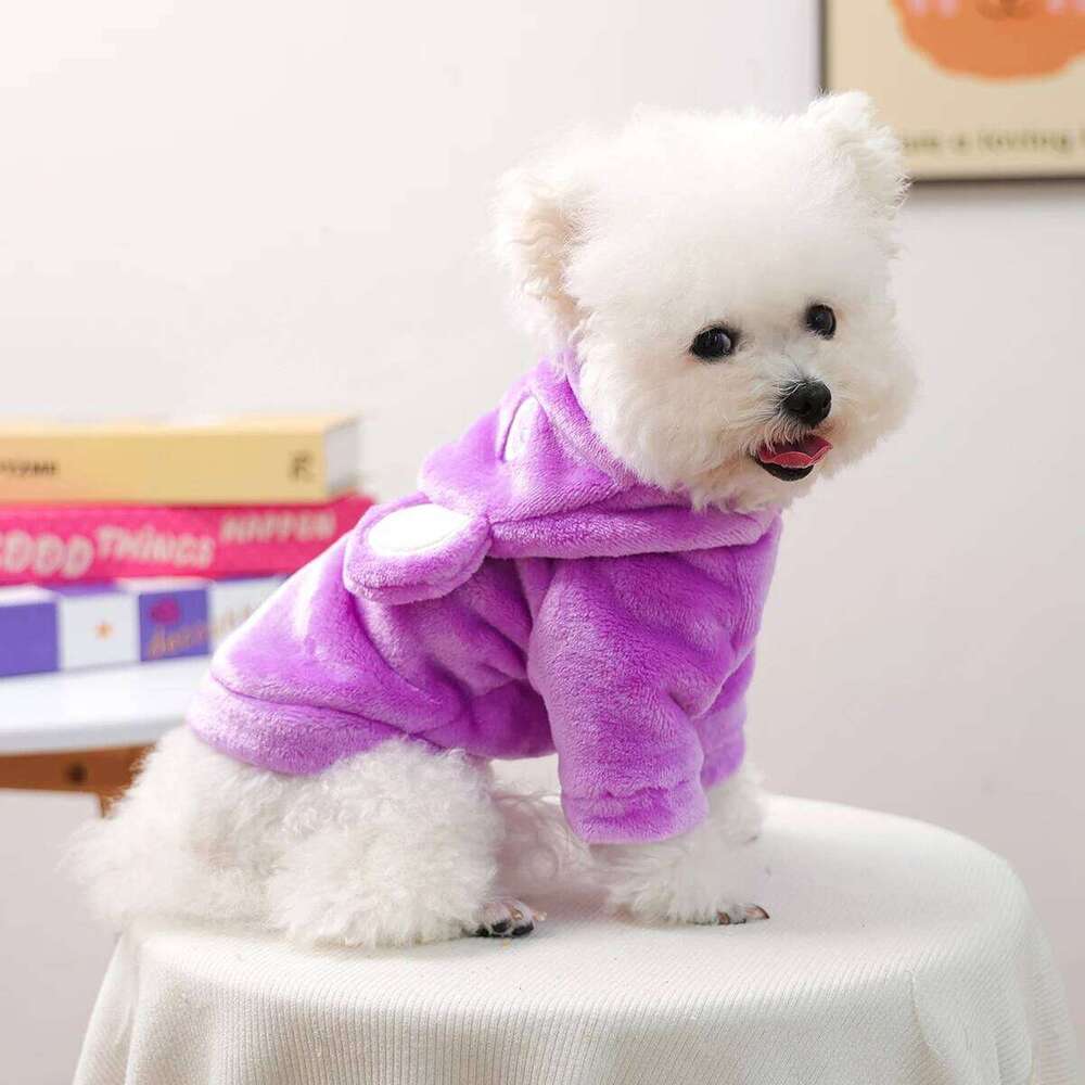 Clothes Autumn and Cute Purple Bear Sweater Winter Thickened Warm Hoodie Cat Wear Happy Dog Stuff XJ260127