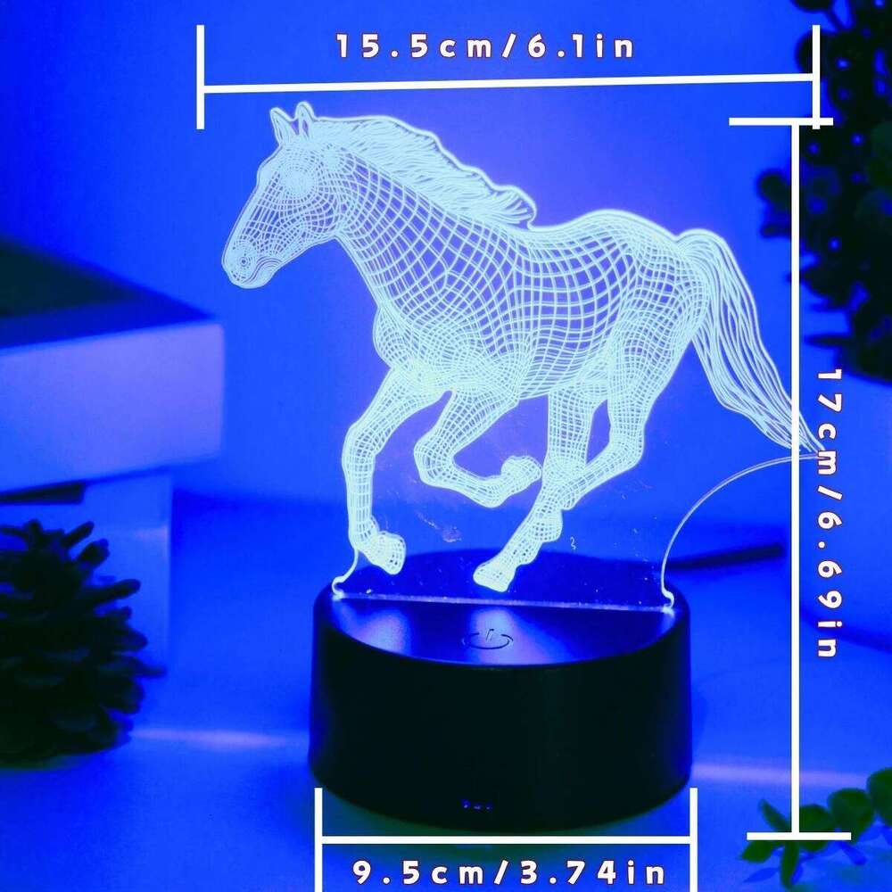 1pc 3D horse - USB powered, touch adjustable, bedroom atmosphere decorative night light and gift. Z260127