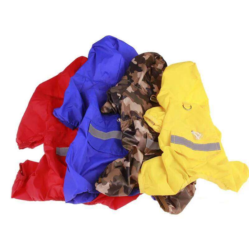 Dog Rain Coat Cat Raincoat Outdoor Rainwear Hood Apparel Jumpsuit Puppy Rainy Day Casual Waterproof Jacket Pet Supplies XJ260127
