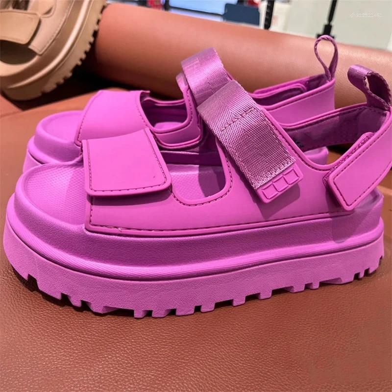 Sandals Rose Pink Thick-soled Summer Women Casual Breathable Comfortable Open-toed Viscose Buckle Luxury
