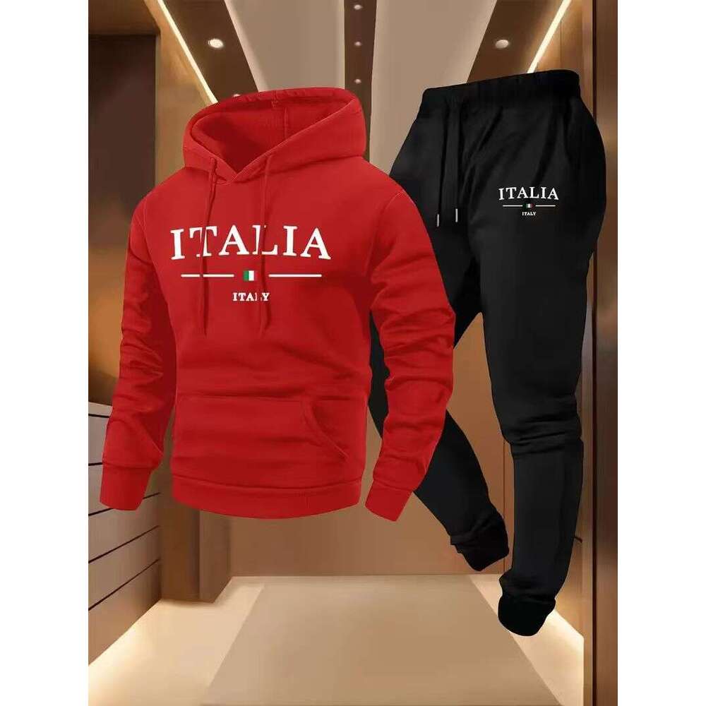 Mens Flce Warm Hoodies Sets MILANO Printing Tracksuit Hooded Sweatshirt Drawstring Pants Sportswear Two-piece suit X251215