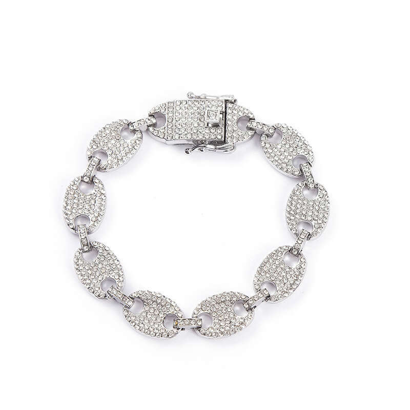 luxury necklace Big Gold Hip Hop Full Diamond Neck Chain DIY Bracelet Cuban Anklet Pig Nose Necklace