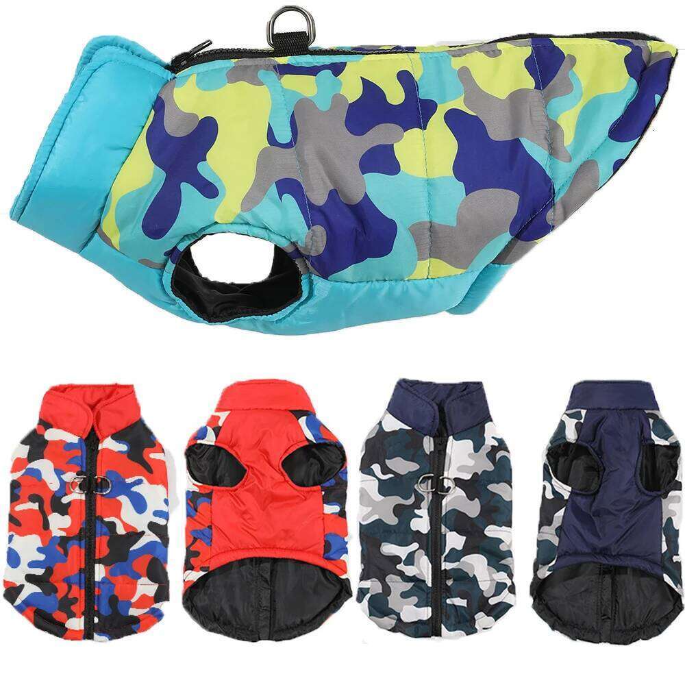 Winter Small Jacket Waterproof Printed Puppy Cloth Camouflage Pet Padded Overalls D-ring Sleeveless Dog Vest Coat for Cats XJ260127
