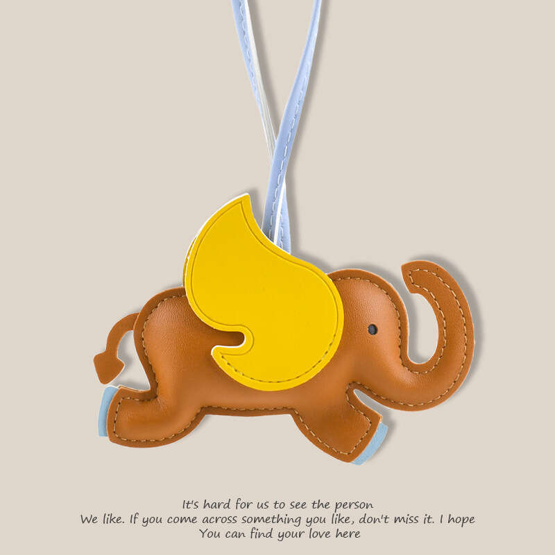 Mascot Leather Creative Backpack Car Keychain 3D Cute Flying Elephant Pendant Christmas Gift S260126 117