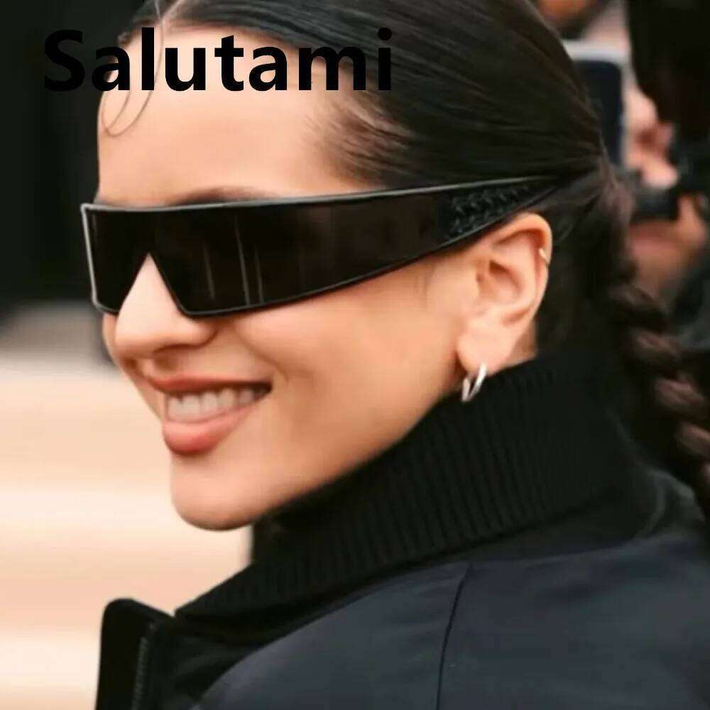 vintage one piece arc rectangle black sunglasses women new fashion brand Y2K sun glasses ladies sexy driving shades men eyewear Z260127