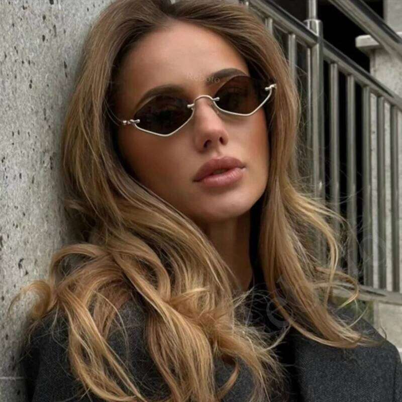 Fashion Small Polygonal Sunglasses Women Luxury Brand Metal Half Frame Sun Glasses Ladies Hipster sexy Cat Eye Shades Vintage Z260127