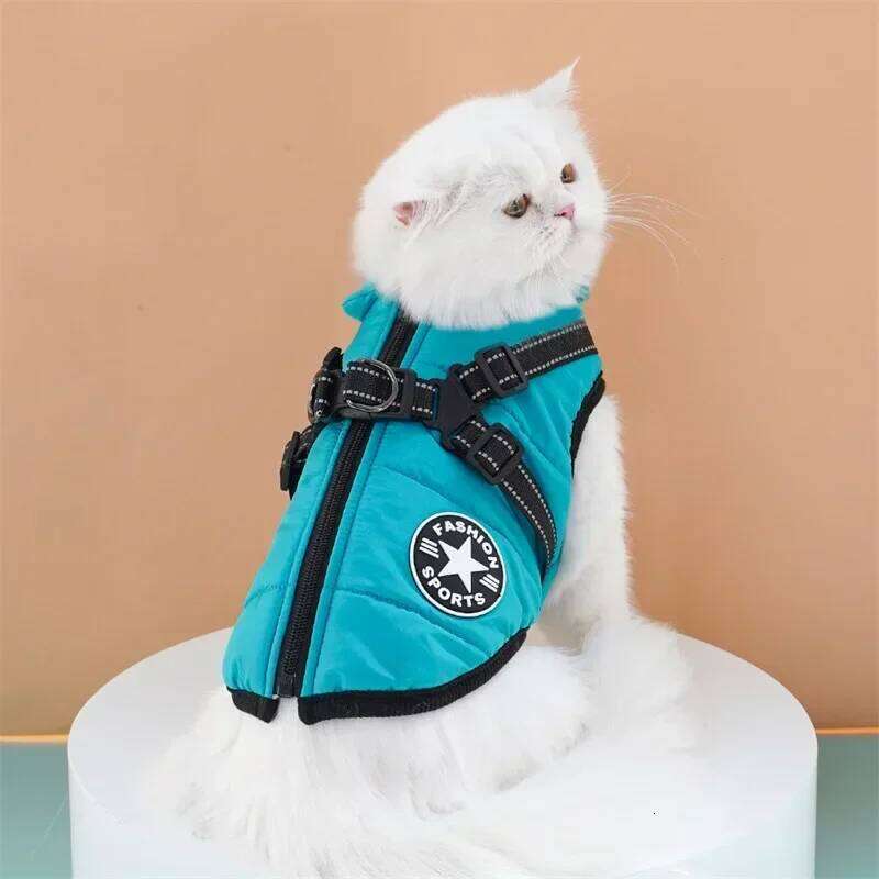 Pet Winter Cat Waterproof Coat Zipper Dog Jacket with Reflective Harness for Smal Medium Large Dogs XJ260127
