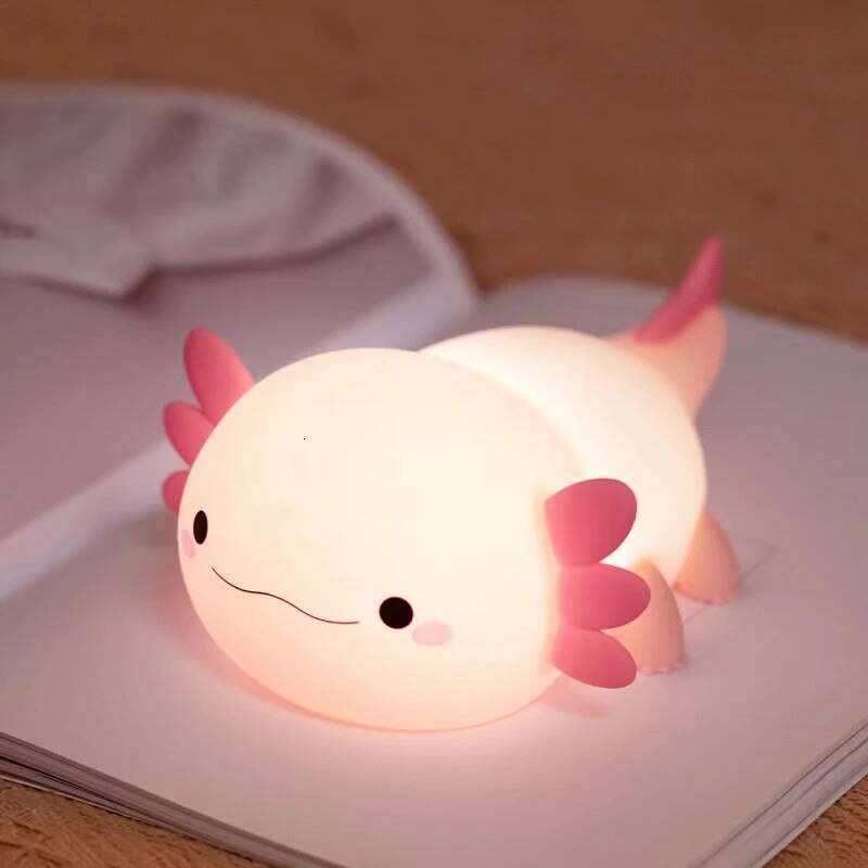 Cute Axolotl Night Light Silicone Nursery Sleeping Touch Control Nightlights USB Rechargeable Table Lamp for Baby Child Z260127