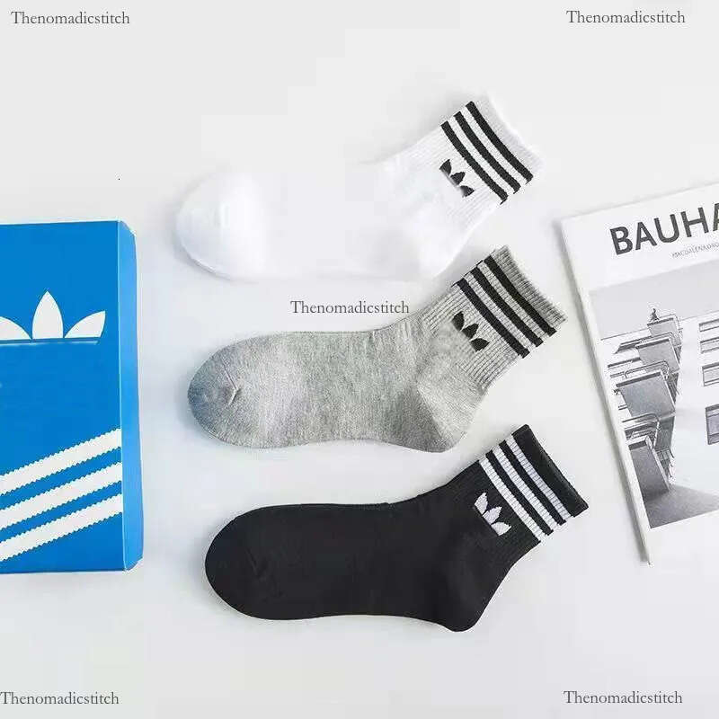 adidalys Socks Designer Socks Luxury Cotton Fashion High Quality Plants Letter Pairs Of Package Solid Color Black White Grey Men And Women Mid and High-calf Socks 396