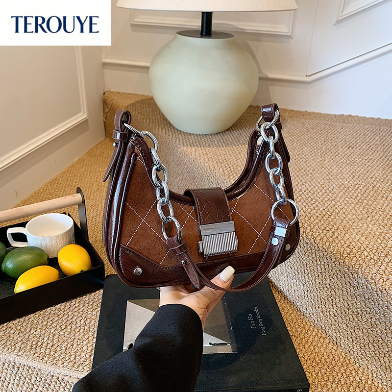 TEROUYE bag bag Autumn/Winter New French Underarm Bag Fashion Personality Trend Crescent Bag Women's Shoulder Bag