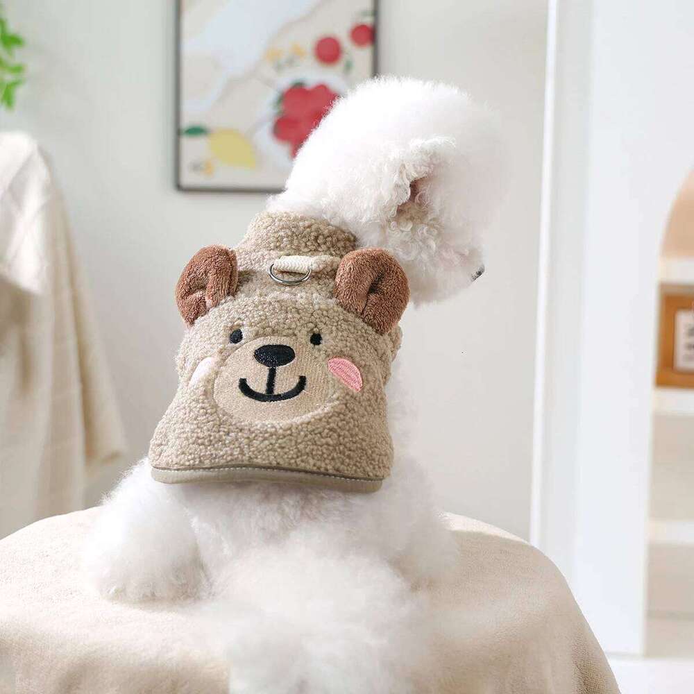 1-Piece Pet Autumn and Winter Thickened Thermal Jacket Cat Dog Dudu Lamb Fleece Vest-Bear XJ260127