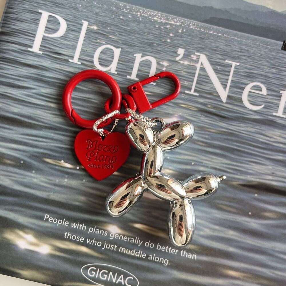 Enamel heart-shaped balloon dog keychain Couple's decorative item Heart Tag Bag Charm for Handbag Decoration & Daily Carry