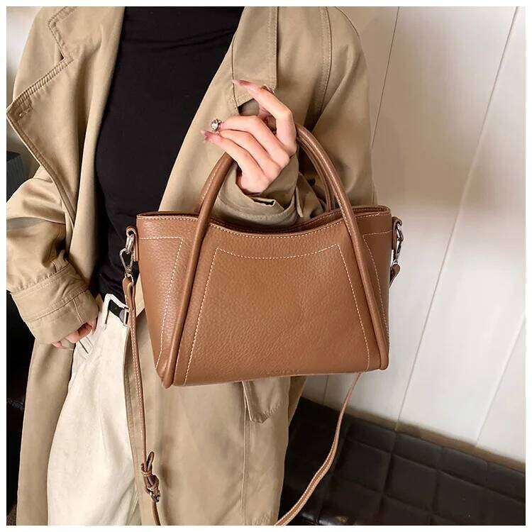 New Women's Retro Autumn and Winter PU Square Casual Handbag Daily Large Capacity Shoulder Multifunctional Crossbody Bag