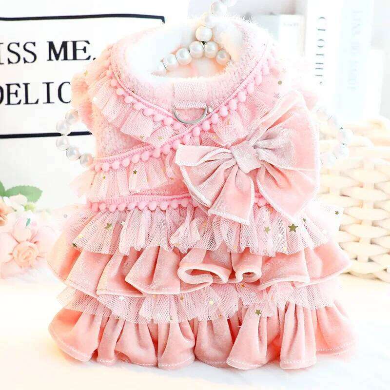 Luxury Coat Autumn Winter Cat Princess Custome Multi-layer Pleated Clothing for Small Dog Pet XJ260127