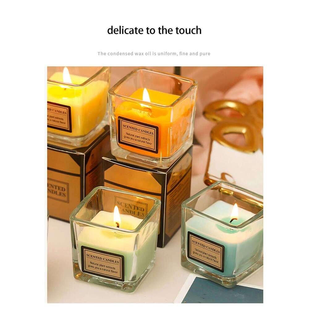 Square Simple Candle, Transparent Thickened Glass Candlestick, Scented Candle Cup For Home Use Y260127
