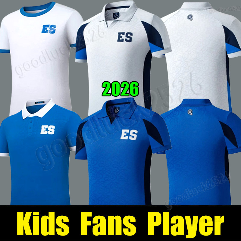 2026 El Salvador Soccer Jerseys 25 26 27 HOME blue away ROLDAN HURTADO TAMACAS DOMINGUEZ ZAVALETA ORLLANA CLAVEL HENRIQUEZ Football shirt men kids kit uniform