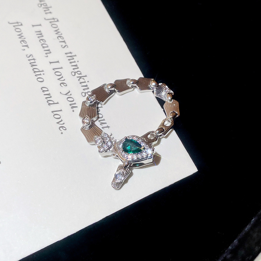 European and American Cross-Border Zircon Snake-Shaped Sweet Cool Style Niche Trend Versatile Index Finger Light Luxury High-End Feel Ring for Women - view 8