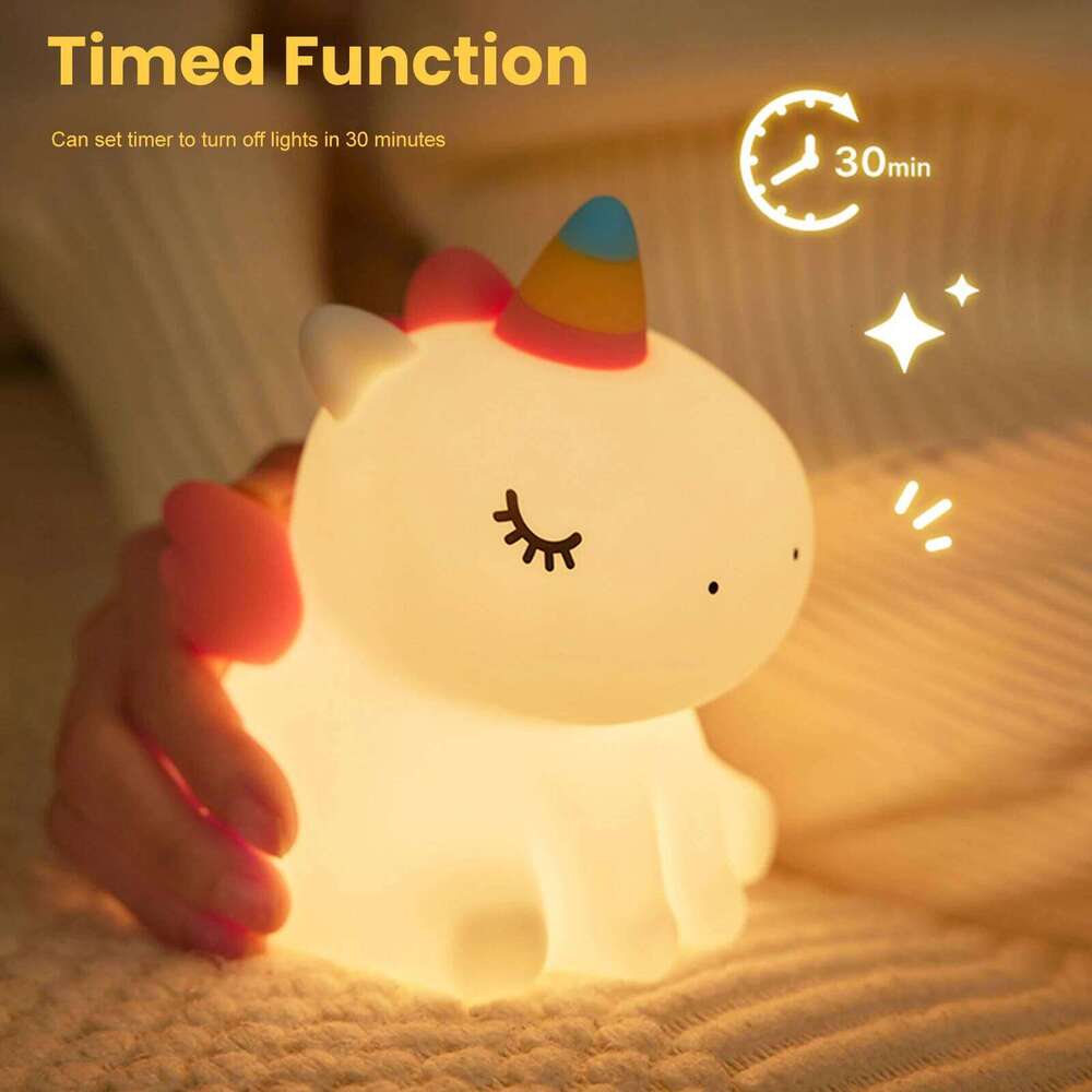 Cute for Kids Silicone Nursery Night Light Dimmable LED Squishy Unicorn Rechargeable Bedside Lamp Z260127
