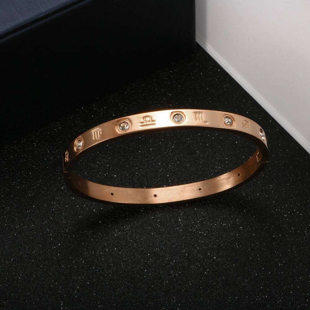 Stainless Steel High Quanlity Crystal Constellation Bracelet Bangles For Men Women Party Fashion Jewelry Gift XJ260127