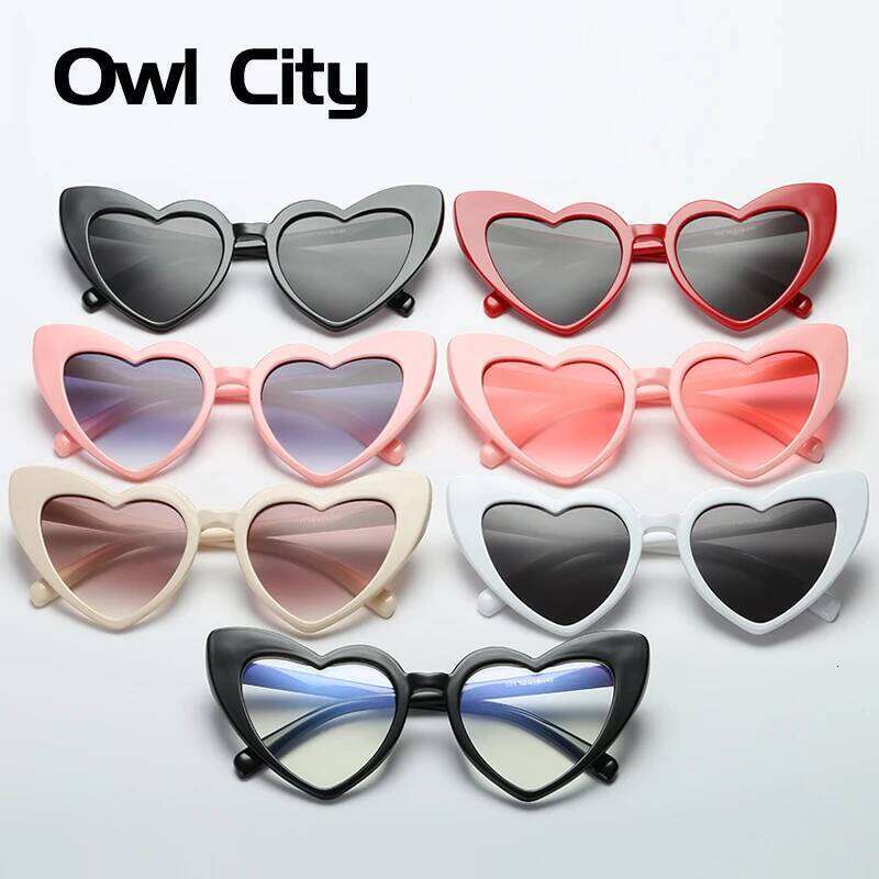 Owl City Heart Sunglasses Women Vintage Red Hearts Shaped Sunglass Ladies Retro Brand Eyewear 90s for Female Shades Z260127