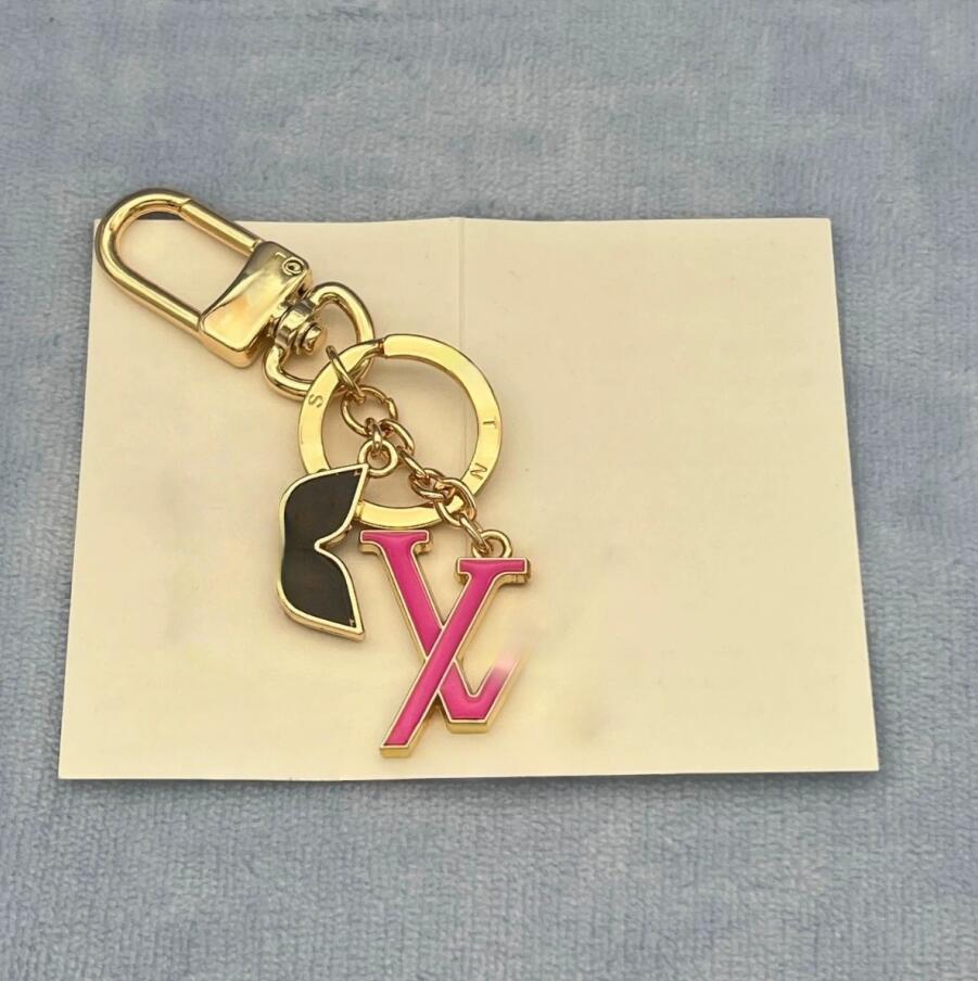 Letters key chain card holder luxury keychain designer bag charm flower gold color keyrings pink digit pendant luxury handbag ornaments faf244
