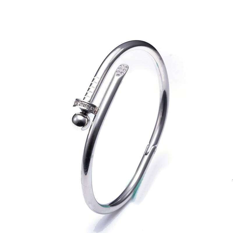 Classic Stainless Steel Gold Color Crystal Bangles Brand Stylish Screws Bracelets For Women Girl Decoration Jewelry Gift XJ260127