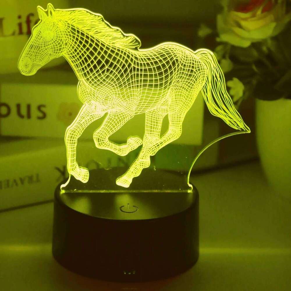1pc 3D horse - USB powered, touch adjustable, bedroom atmosphere decorative night light and gift. Z260127