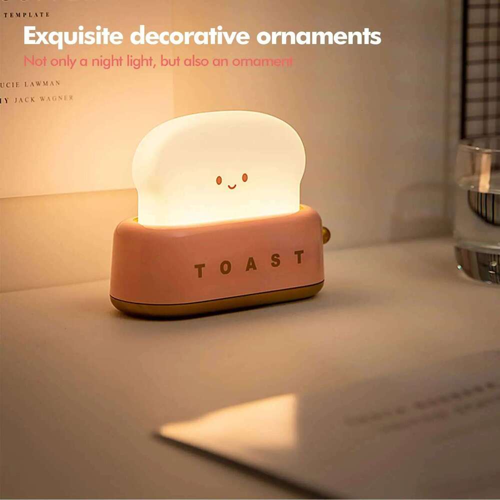 1 Pc Cute Bread Toast Light USB Charging Toaster Nightlight Creative Rechargeable Led Lamp Bedroom For Birthday Gift Z260127