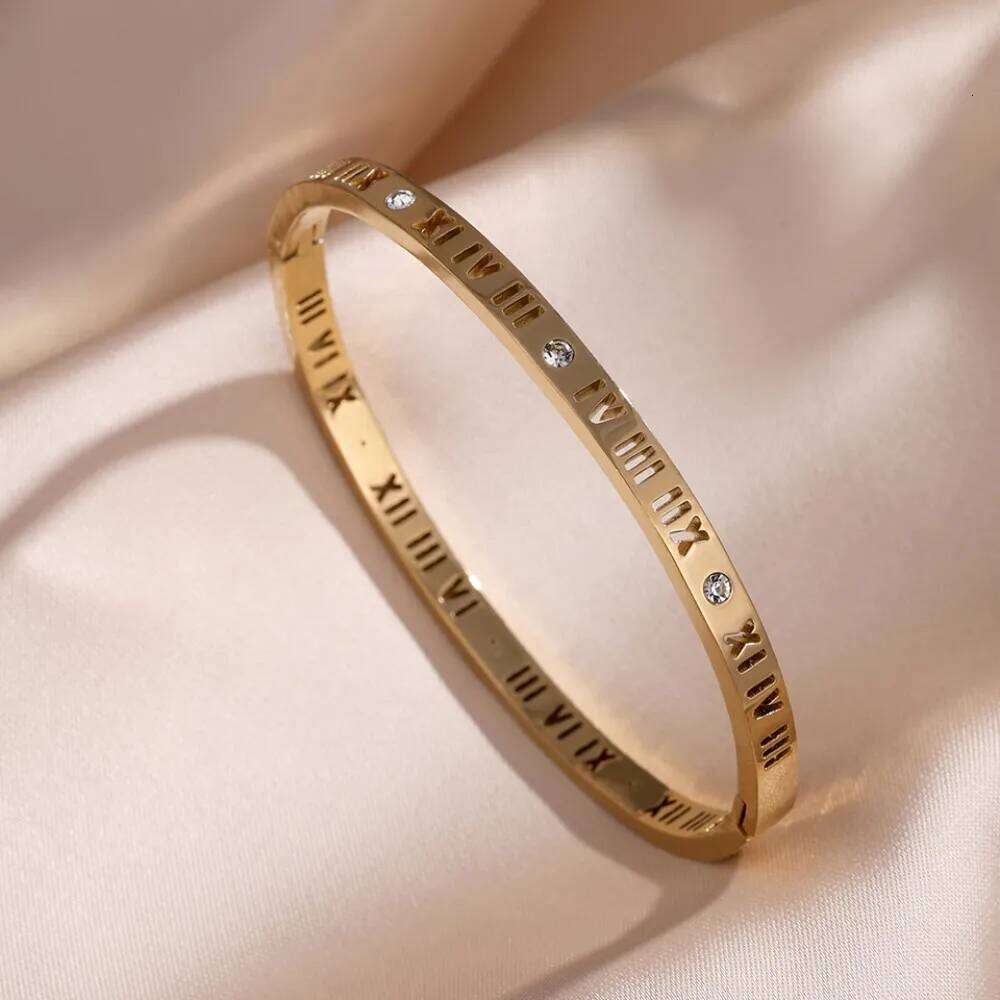Yupsk 3pcs/1Pcs Shiny Zircon Inlaid Roman Numerals Stacked Bracelet for Women Exquisite Trendy Daily Wear Jewelry Accessories XJ260127