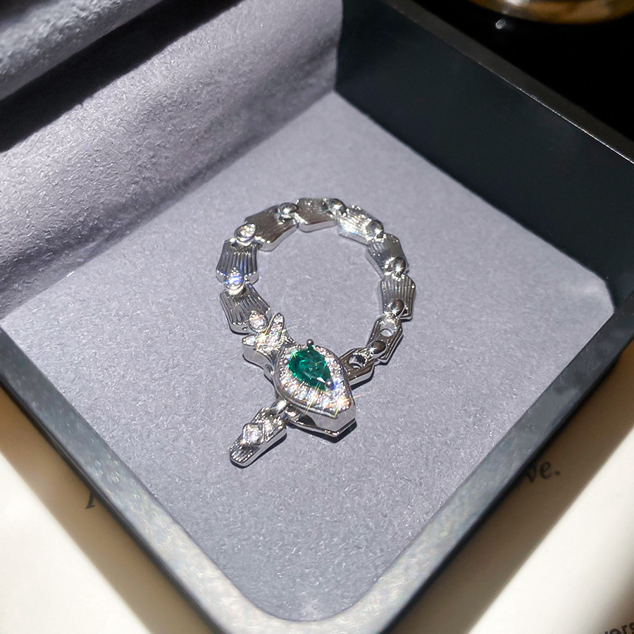 European and American Cross-Border Zircon Snake-Shaped Sweet Cool Style Niche Trend Versatile Index Finger Light Luxury High-End Feel Ring for Women - view 7