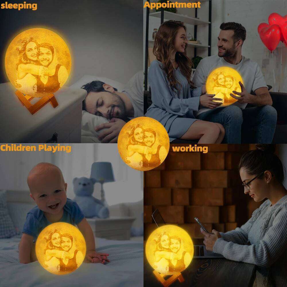 3D Printing Moon Lamp Personalized Photo Text Customized USB Night Light Birthday Mother Day Valentine's Christmas Lunar Gift Z260127