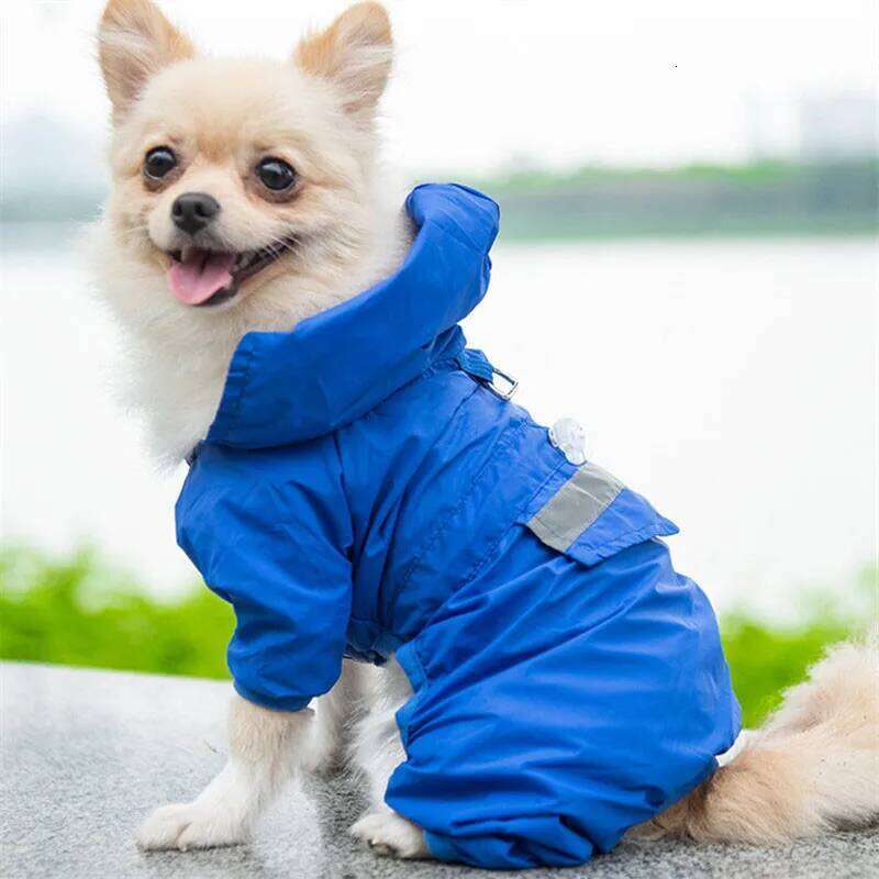 Dog Raincoat Outdoor Puppy Pet Rainwear Reflective Hooded Waterproof Jacket for Dogs Cats Apparel Clothes Supplies XJ260127