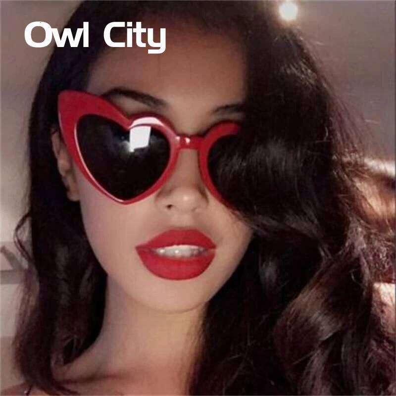 Owl City Heart Sunglasses Women Vintage Red Hearts Shaped Sunglass Ladies Retro Brand Eyewear 90s for Female Shades Z260127