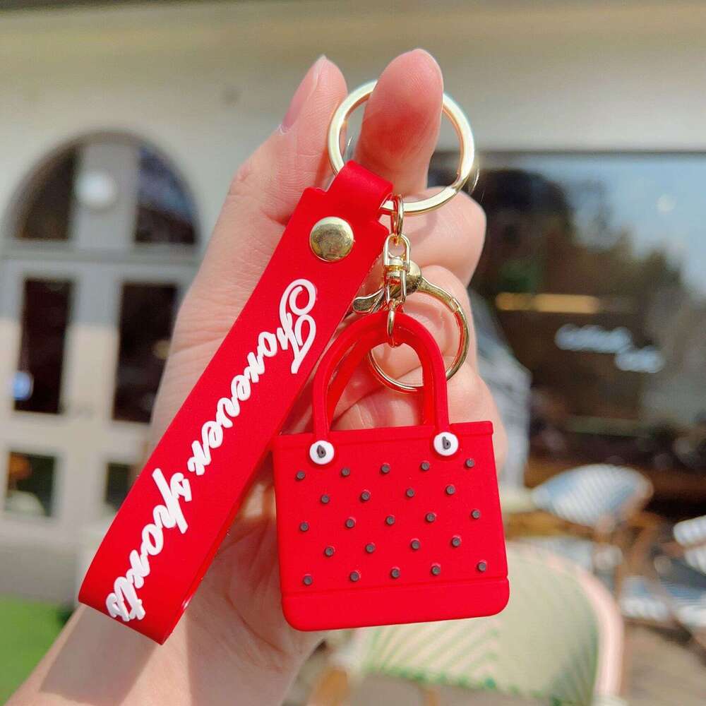 Hot-Selling Fashion Beach Keychain Imitation EVA Outdoor Basket Women's Hole Bag Pendant Cross-Border Small Gift S260126