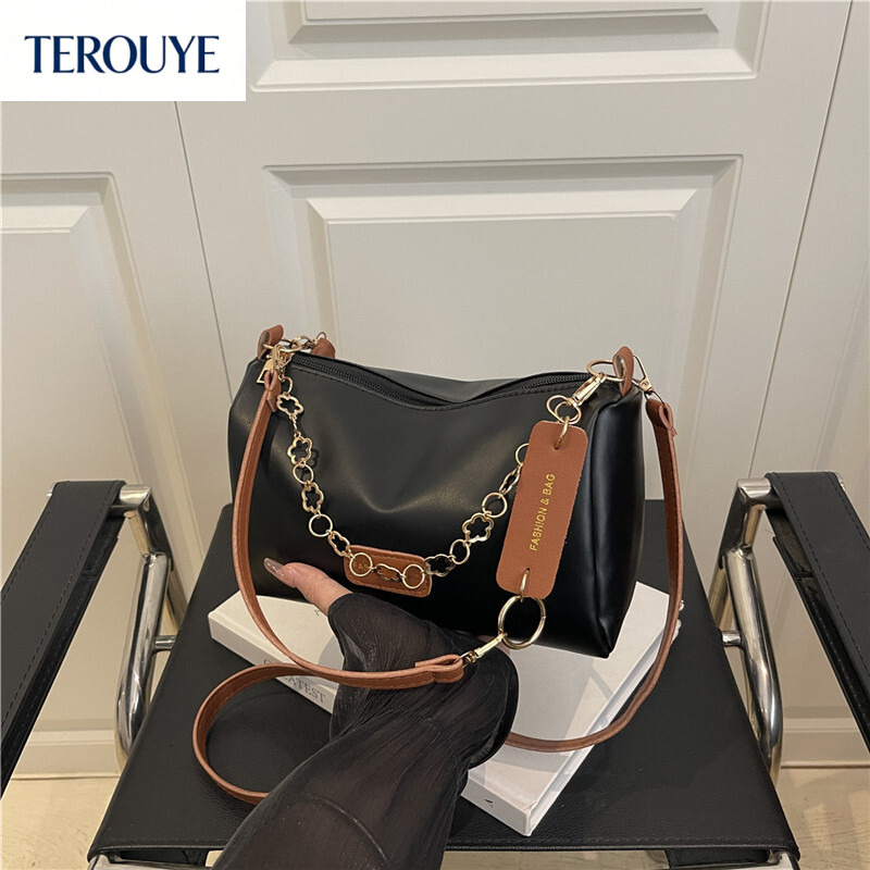 TEROUYE Autumn and winter new fashion trend women's shoulder bag, Korean style niche chain handbag, retro elegant style luxury